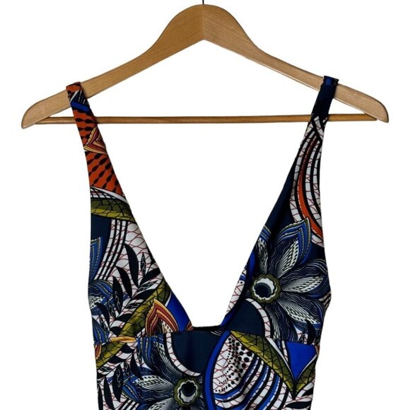 Zara Swimsuit Womens Small Blue Floral Print‎ Tropical One Piece Bathing Suit - Picture 5 of 11